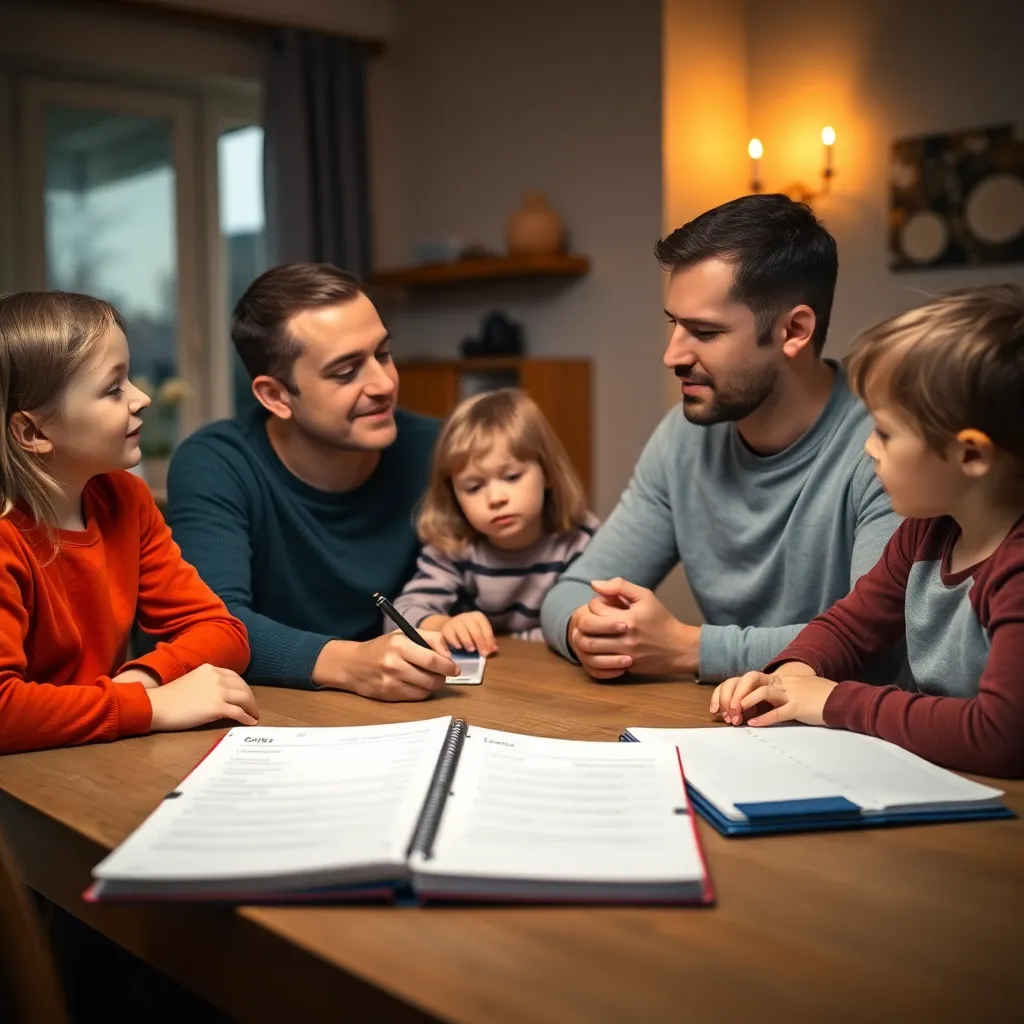 Nederlandse familie die samen financiële doelen bespreekt aan de eettafel